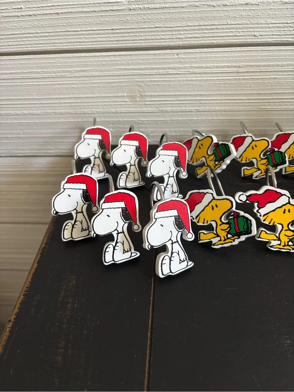 Peanuts Snoopy & Woodstock Christmas Holiday Shower Curtain Hooks Set Of 12